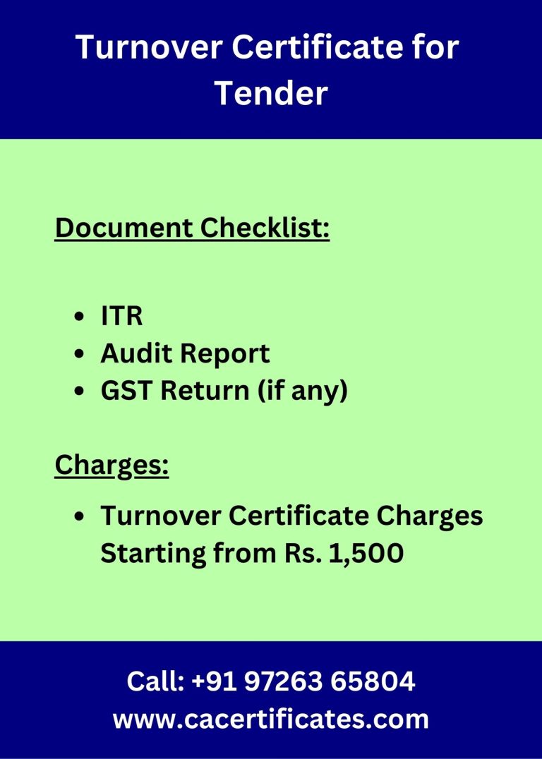 Purpose of CA Turnover Certificate in Tender Applications​