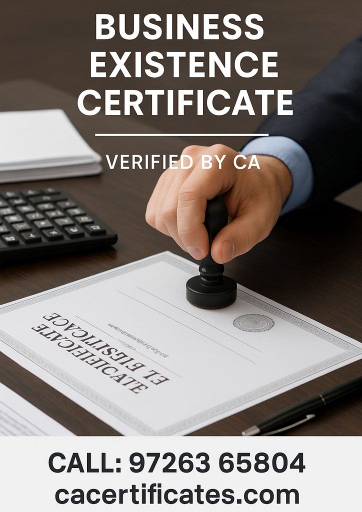 Business Existence Certificate From CA